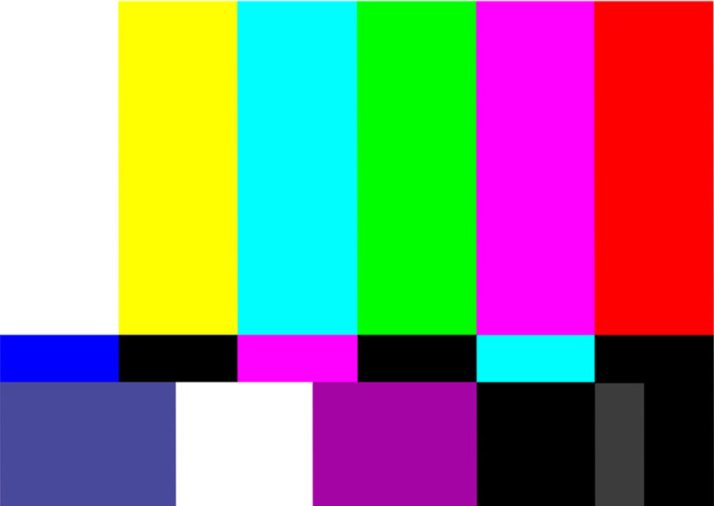 Sendepause, Bildschirm mit farbigen Streifen