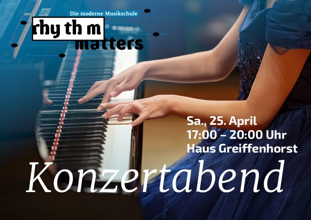 Titelmotiv des Konzertabends 2026 der Musikschule rhythm matters in Haus Greiffenhorst